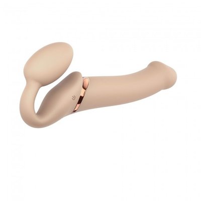 Strapless strapon with vibration Strap-On-Me Vibrating Flesh L, diameter 3.7cm, remote control, adjustable