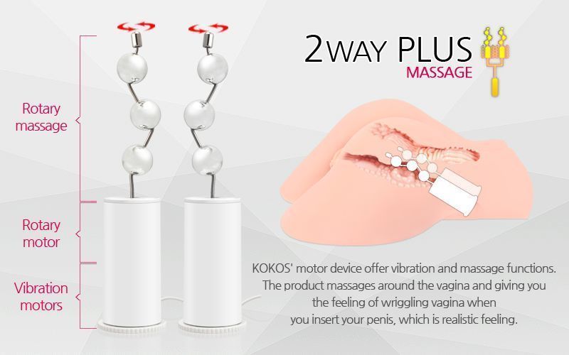 Kokos Big Hip Hera 2WayPlus Masturbator with Vibration and Massage, Two Entrances: Vagina and Anus