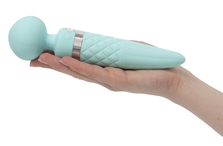 2-in-1 PILLOW TALK Vibrator - Sultry Teal, classic massager and vibrator with rotation, heating