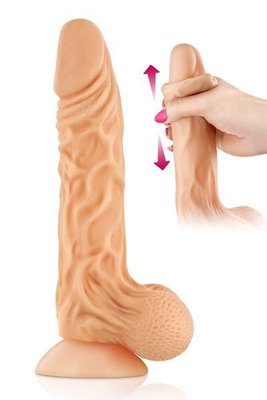 Dildo with movable foreskin Real Body - Real Max, diameter 4.3cm, TPE