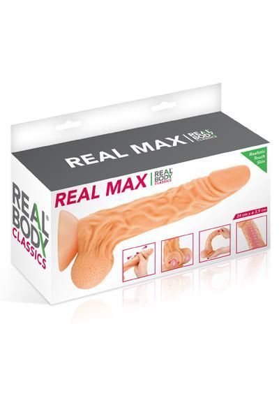 Dildo with movable foreskin Real Body - Real Max, diameter 4.3cm, TPE