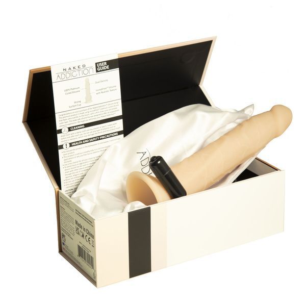 Naked Addiction 9&Prime; Silicone Dual Density Bendable Dildo Vanilla, Bullet Vibrator as a Gift