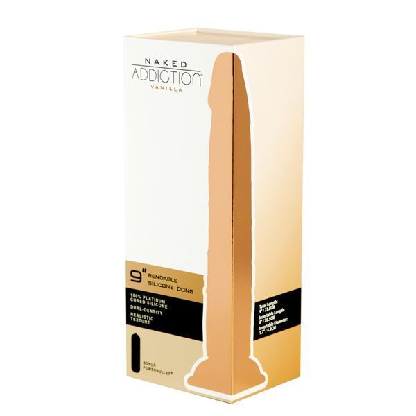 Naked Addiction 9&Prime; Silicone Dual Density Bendable Dildo Vanilla, Bullet Vibrator as a Gift