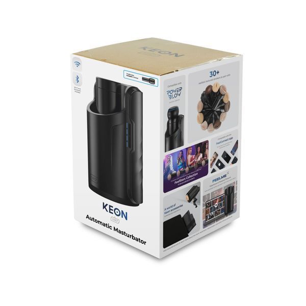 Kiiroo Keon Wi-Fi Combo Set Interactive Sex Machine for Men with Masturbator, Black