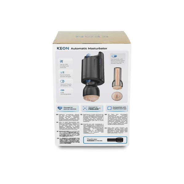 Kiiroo Keon Wi-Fi Combo Set Interactive Sex Machine for Men with Masturbator, Black