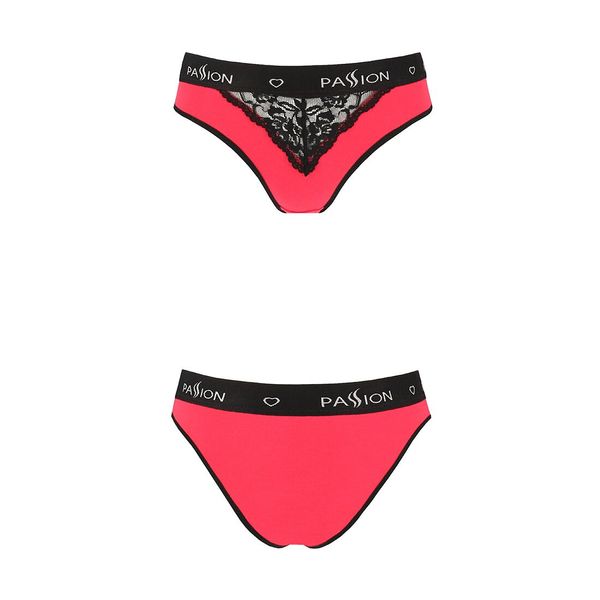 Трусики з широкою гумкою і мереживом Passion PS001 PANTIES M, red-black SO4168 фото