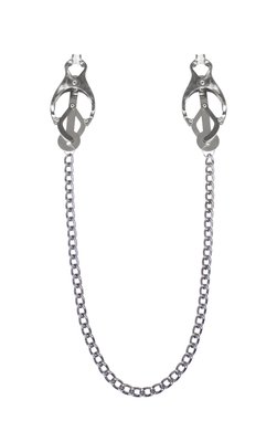 Nipple clamps with chain Feral Feelings - Clover nipple clamps, silver/white