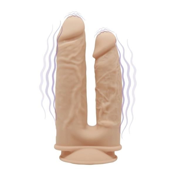 Vibrating double-ended dildo SilexD Double Gusto Flesh Motor (Model 1 size 8" & 7"), dual-layered