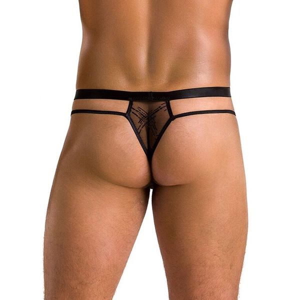 Чоловічі прозорі стринги Passion 029 THONG COLLIN XXL/XXXL Black, сітка SO7560 фото