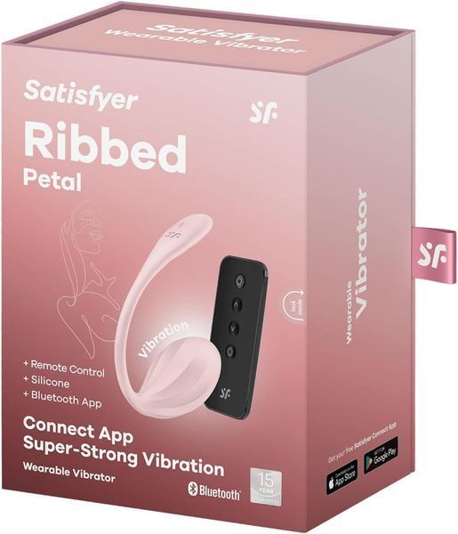 Satisfyer Ribbed Petal Connect App Rose Smart Vibrating Egg, Smartphone Control, Remote Control