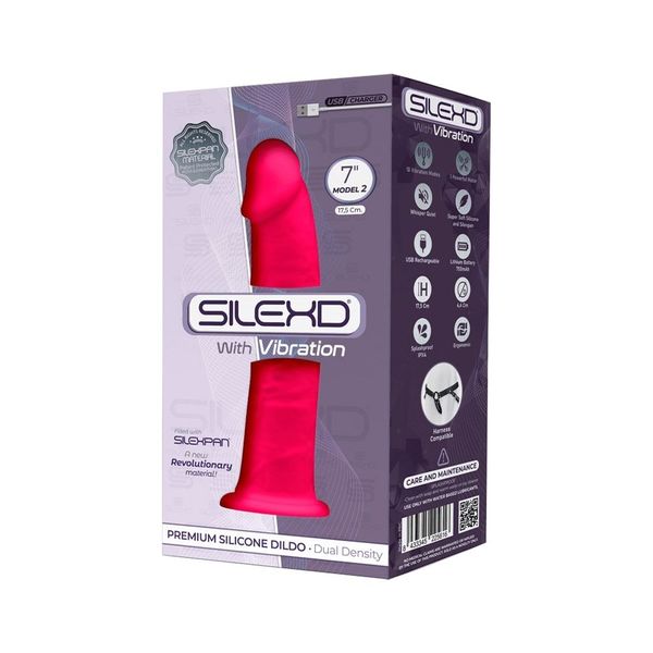 Фаллоимитатор с вибрацией SilexD Henry Vibro Pink (MODEL 2 size 7in), двухслойный, диаметр 4,4 см SO5968 фото