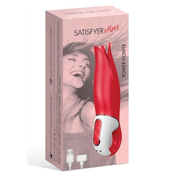 Satisfyer Vibes Power Flower Powerful Vibrator with gentle fluttering petals, 12 vibration modes