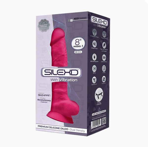 Фаллоимитатор с вибрацией SilexD Vetus Vibro Pink (MODEL 1 size 8in), двухслойный, диаметр 4,2см SO4654 фото