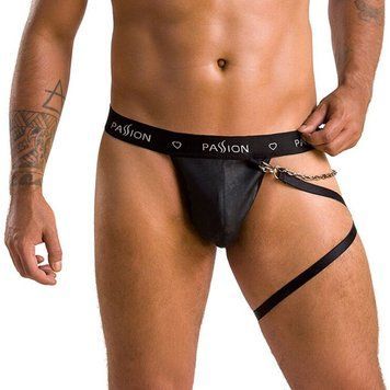 Чоловічі трусики танга з підв&rsquo;язкою Passion 058 THONG BILL XXL/XXXL Black SO7638 фото