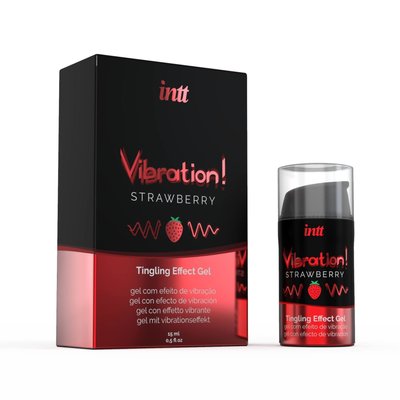 Intt Vibration Strawberry liquid vibrator (15 ml), thick gel, very tasty, lasts up to 30 minutes