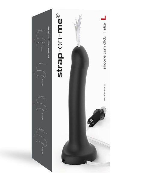 Фалоімітатор, що кінчає Strap-On-Me Dildo Cum Black, діаметр 3,6 см, силікон, насадка для страпону SO2705 фото