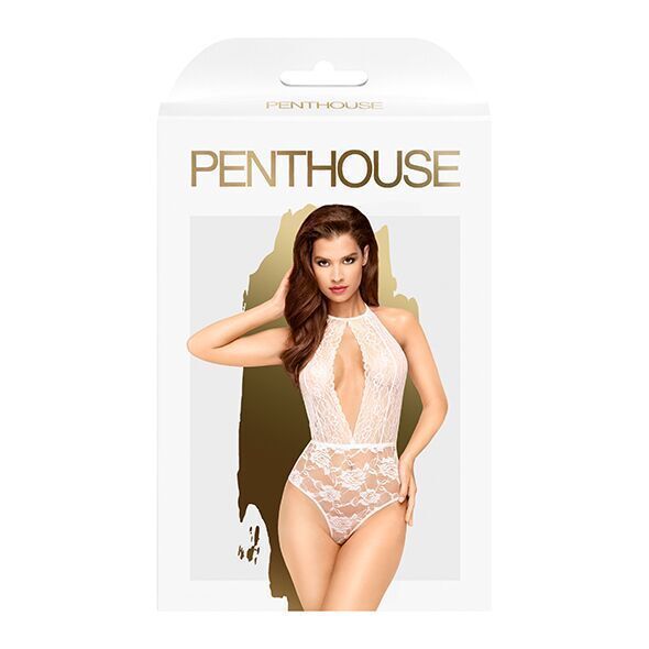 Боді з глибоким декольте та високими трусиками Penthouse - Toxic Powder White S/M SO9600 фото