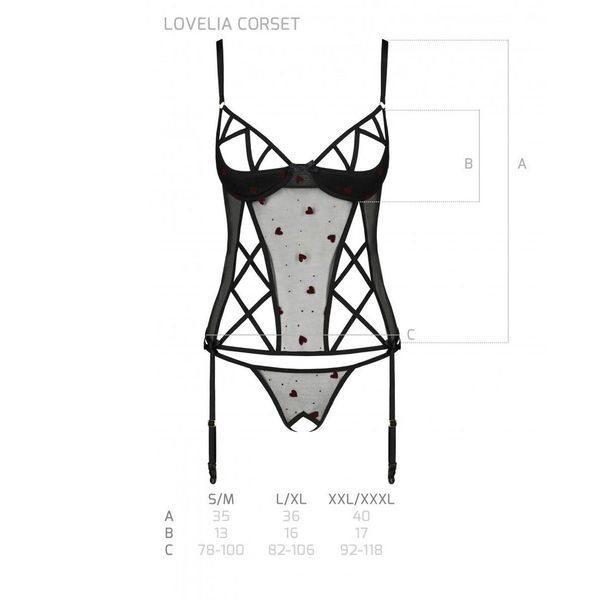 Корсет с подвязками, стринги Passion LOVELIA CORSET L/XL, black SO4765 фото