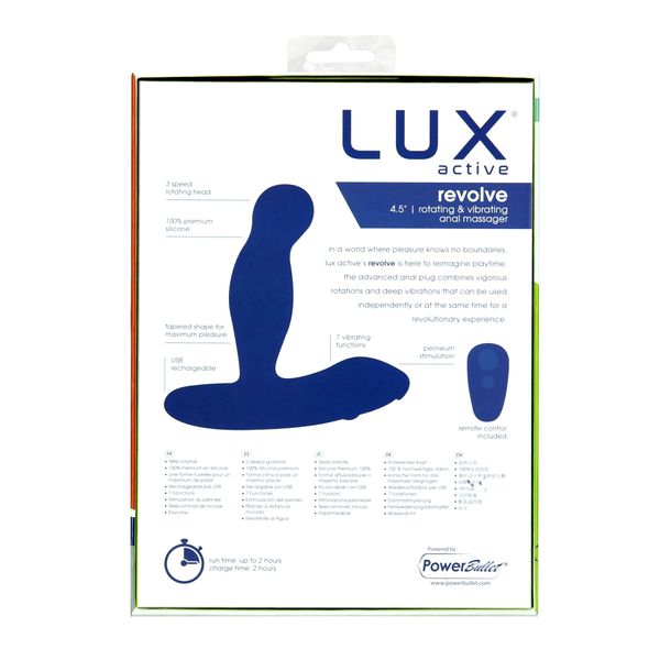 Lux Active Revolve Prostate Massager with Rotation and Vibration, Remote Control