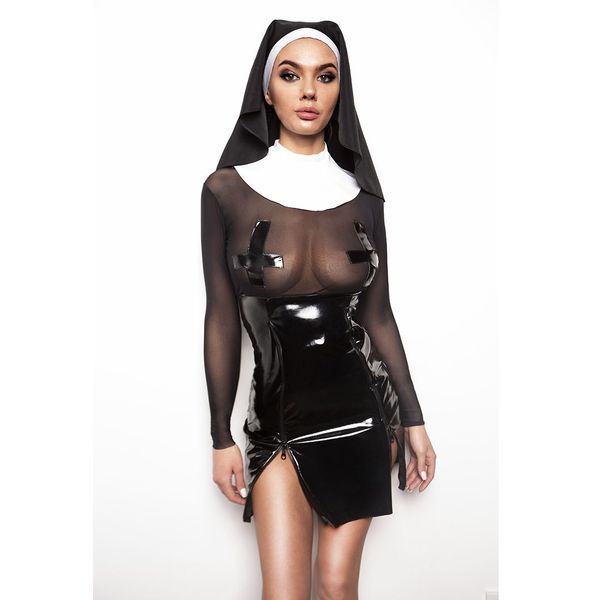 Nun erotic costume "Modest Sophie" XS/S, dress, collar, headgear