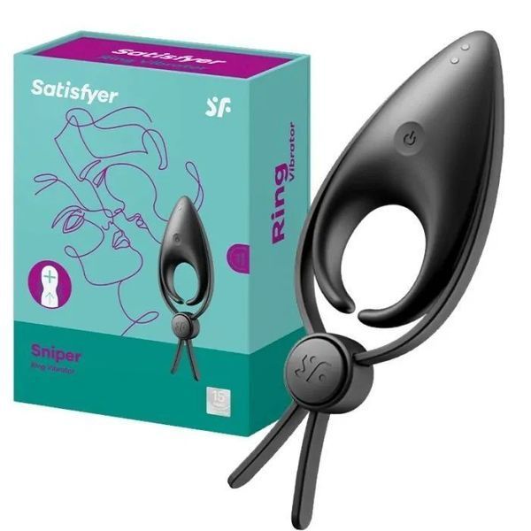 Ерекційне віброкільце-ласо з регулюванням розміру Satisfyer Sniper Black SO6079 фото