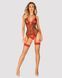 Корсет Obsessive Jollymore corset, XL/2XL, в клетку, с кружевом, пажи для чулок, стринги в комплекте SX1151 фото 1
