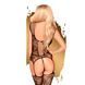 Penthouse Love Bud Black XL Corset and Garter Belt Bodystocking, Black