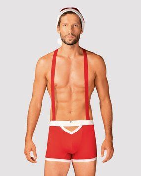 Men's erotic Santa Claus costume Obsessive Mr. Claus 2XL/3XL, boxers with suspenders, hat with