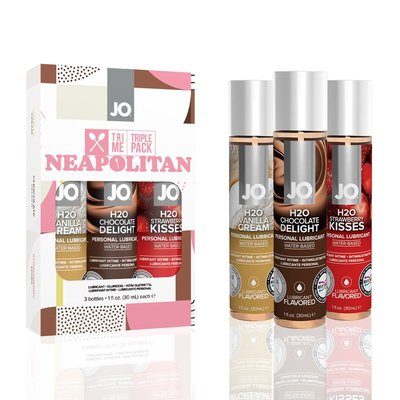 System JO Tri-Me Triple Pack Neapolitan Oral Lubricants (3×30ml) Three Different Flavors