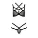 Mesh lingerie set with straps Passion HAGAR SET L/XL Black, bra, thong