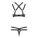 Mesh lingerie set with straps Passion HAGAR SET L/XL Black, bra, thong