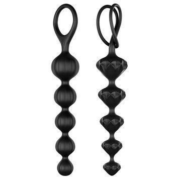 Satisfyer Beads Black Silicone Anal Bead Set, Max. Diameter 3.3cm and 3.5cm, Black