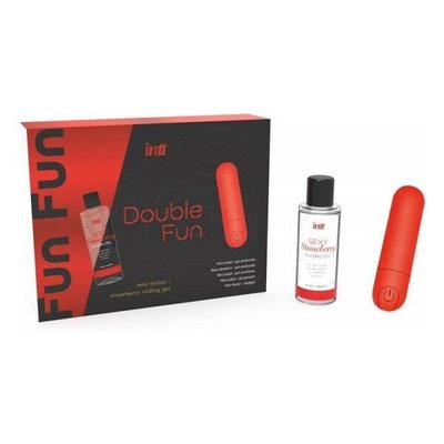 Intt DOUBLE FUN set: vibrating bullet (10 modes, rechargeable), strawberry lubricant water-based