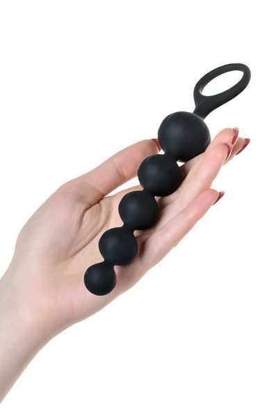 Satisfyer Beads Black Silicone Anal Bead Set, Max. Diameter 3.3cm and 3.5cm, Black