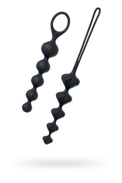 Satisfyer Beads Black Silicone Anal Bead Set, Max. Diameter 3.3cm and 3.5cm, Black