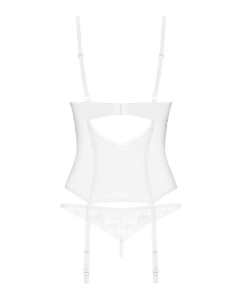Корсет Obsessive Alissium corset&thong, M/L гнучкі кісточки, відкрита спина, стрінги в комплекті SX0601 фото