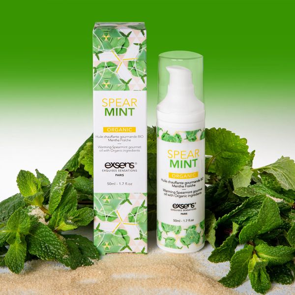 Массажное масло EXSENS Organic Spear Mint 50мл разогревающее, без сахара, без парабенов, съедобное SO2380 фото