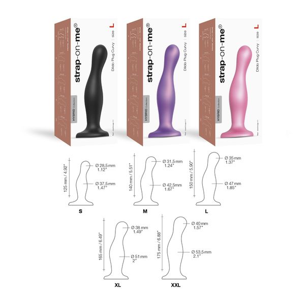 Насадка для страпона Strap-On-Me Dildo Plug Curvy Rose Dragee Metallic M SO7820 фото