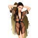 Penthouse Midnight Mirage Black S/L Sheer Nightgown and Miniature G-String Set, Black