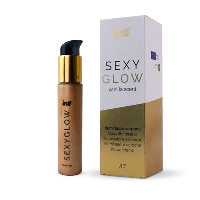 Body shimmer cream Intt Sexy Glow (60ml) with shea oil and vanilla scent, glowing tan skin