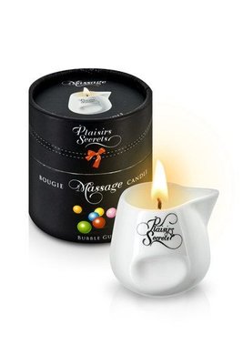 Plaisirs Secrets Bubble Gum massage candle (80 ml) gift set, ceramic jar