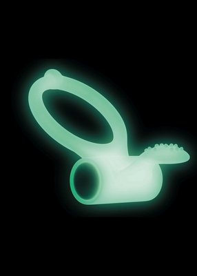 Dorcel Power Clit White PHOSPHO Vibrating Cock Ring, white, glows in the dark