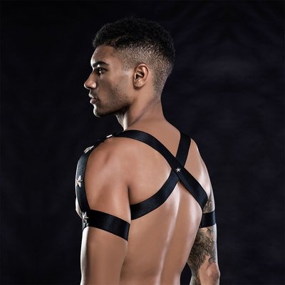 Erotic men's set: briefs + suspenders One Size Black