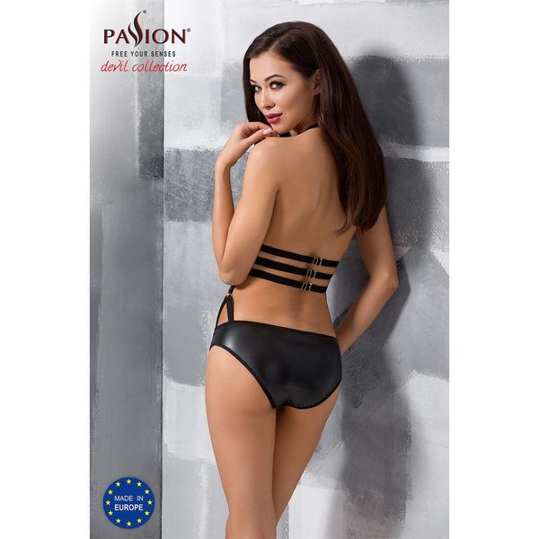 Sexy bodysuit-monokini Passion LAMIS BODY L/XL black, straps, shiny lame