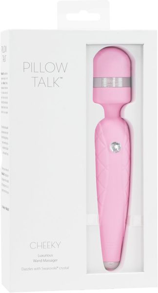 Luxurious PILLOW TALK Massager - Cheeky Pink with Swarovski crystal, smooth power increase