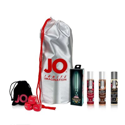 "Raspberry Paradise" Set: 3 flavored lubricants System JO, Rocks Off bullet vibrator, System JO cubes