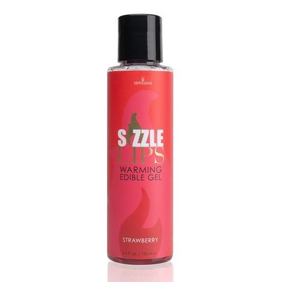 Warming massage gel Sensuva Sizzle Lips Strawberry (125 ml), sugar-free, edible