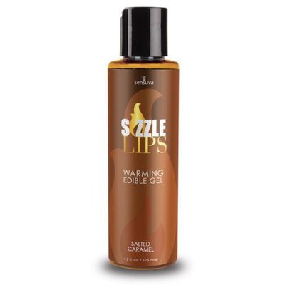 Warming massage gel Sensuva Sizzle Lips Salted Caramel (125 ml), sugar-free, edible