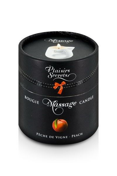 Plaisirs Secrets Peach massage candle (80 ml) gift set, ceramic jar