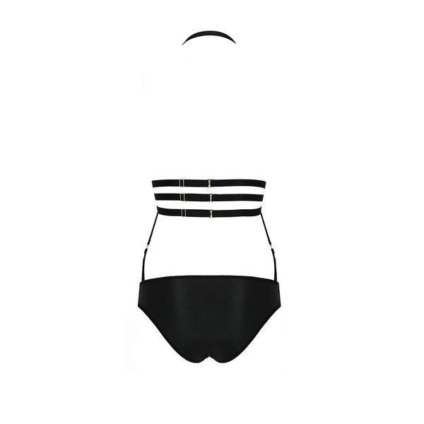 Sexy bodysuit-monokini Passion LAMIS BODY XXL/XXXL black, straps, shiny lame